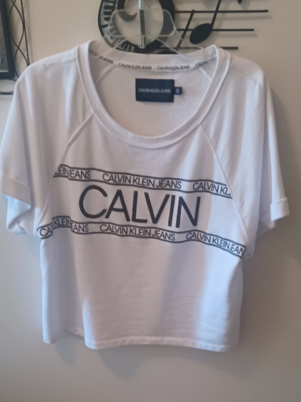 Calvin Klein Jeans Black/White Crew Neck Logo Short Sleeve Top XL